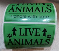 500 Live Animal Handle with Care stickers