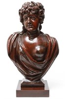 Italian Carved Wood Classical Bust Woman Antique