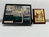 Framed Photographs of Vintage Cars and Two
