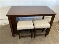 Table w/ 2 Stools and Bookcase End