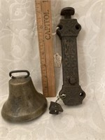 Small Brass Bell and Cast Iron Door Catch