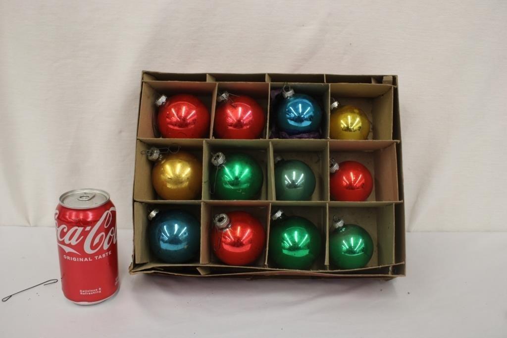 12 Vintage Shiny Brite Ornaments, Have Wear #1