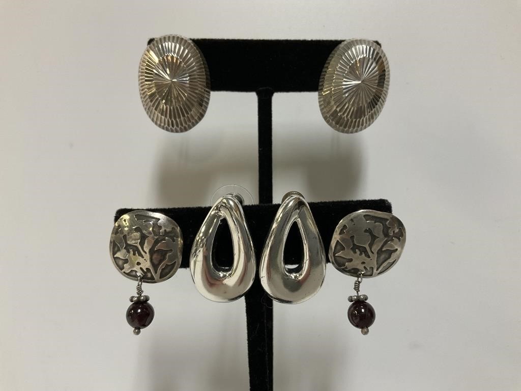 3pr Sterling Silver Earrings 16gr TW