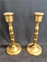 Two Turned Brass Candlesticks