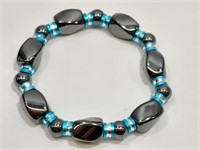 Polished Gemstone & Aluminum Beaded Bracelet