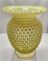 Topaz Opalescent Hobnail Vase Pie Crimp Edge