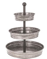 3 Tier Serving Tray Vintage Galvanized Metal Stand