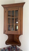 Corner Wooden Display Cabinet w/glass shelves