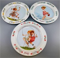 117 Lot of 3 Newell Pottery 7 inch Plates  1984 Ju