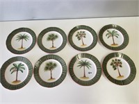 (8) 1855 email de limoges Palm Tree Plates