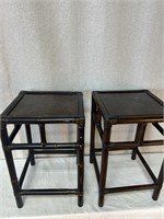 Pair Dark Bamboo Side Tables