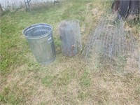 Wire fencing & burn can