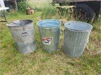 Galvanized trash cans