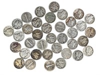 37 $3.70 Face Silver Mercury Dimes