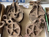 4- ANTIQUE PULLEYS
