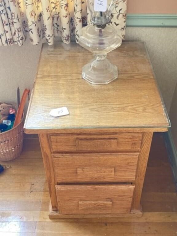 Oak 3 Drawer End Table