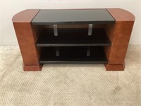 Entertainment Center with Black Glass Shelves