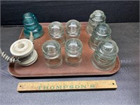9 vintage glass insulators