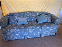 Blue Flowered Fabric 3 Cushion Sofa