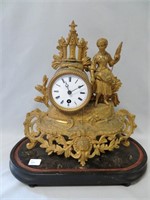 Gilt metal mantle clock, 19th century, 14" high