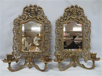 Bradley & Hubbard, pair of brass mirrored wall
