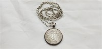 Silver Dollar Necklace 1921 Peace