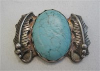 Navajo SS Turquoise Pin - Hallmarked