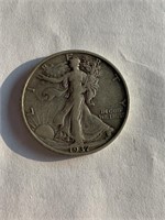 1937 Silver Half Dollar Walking Liberty