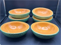 Vintage painted ceramics cantaloupe bowls