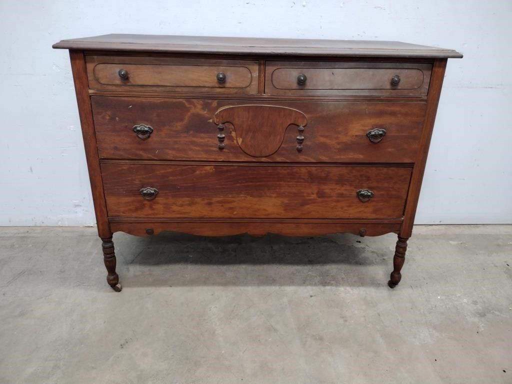 Antique Dressing Table on Wood Casters