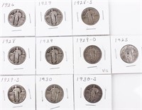 Coin 10 Nice Standing Liberty Quarters 1926-1930