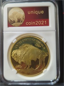 Slabbed 2021 goldtone buffalo nickel