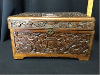 Carved Asian Style Wooden Chest