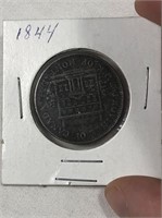 1844 Province Of Canada Half Penny Token Coin