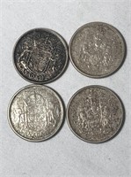 4 Canadian Silver 50 Cent Coins