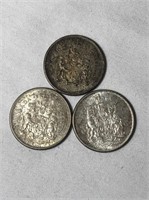 3 Canadian Silver 50 Cent Coins