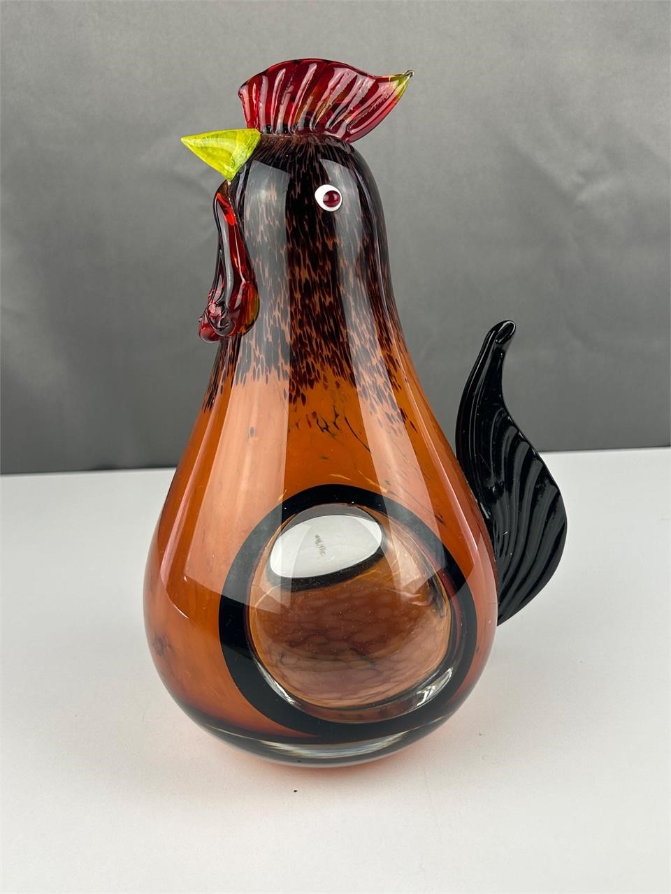 Large art glass rooster