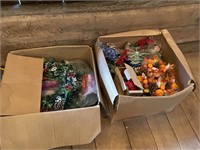 2 boxs holiday greenery, 6 wreaths, 2 fall wreaths