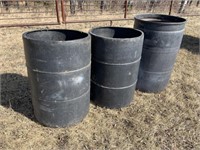 3 Black Plastic Rain Barrels