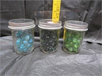 3 Half Pint Jars with Marbles