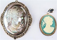Jewelry 2 Cameo Pendants Sterling Silver
