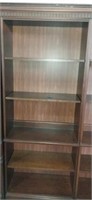 5 shelf Book case walnut design 78x13x30in
