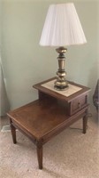 Vintage Side Table & Table Lamp