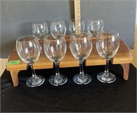 Wood serving board/wine glass holder with 8 wine