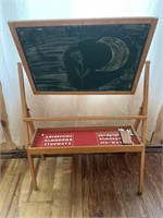 Chalkboard on stand- needs repair- 25x8.5x40”