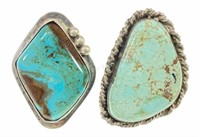(2) Native American & Turquoise Silver Rings