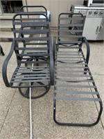 2 Metal Patio Chairs, 1 Lounge Chair