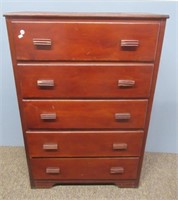 5 Drawer wood dresser. Measures: 44" H x 30" W.