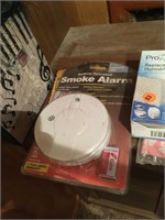 Box of alarms and supplies