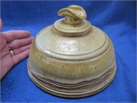 handmade pottery lidded dish (signed)